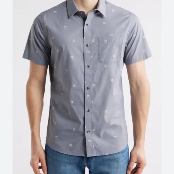 Travis Mathew Gray Casual Button Down Shirt - Picture 2 of 6